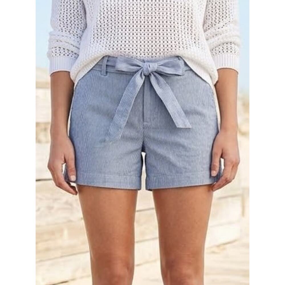 BANANA REPUBLIC Blue Pinstripe Tie Waist Shorts Size 0
